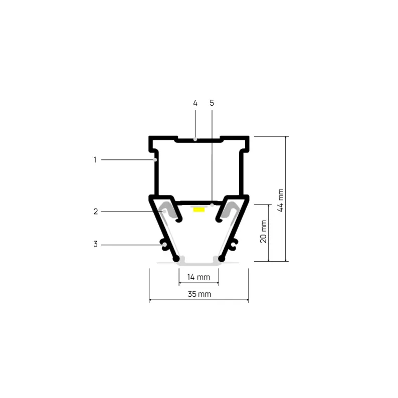 Profiel LIGHTRA X015, doorsnede met maatvoering