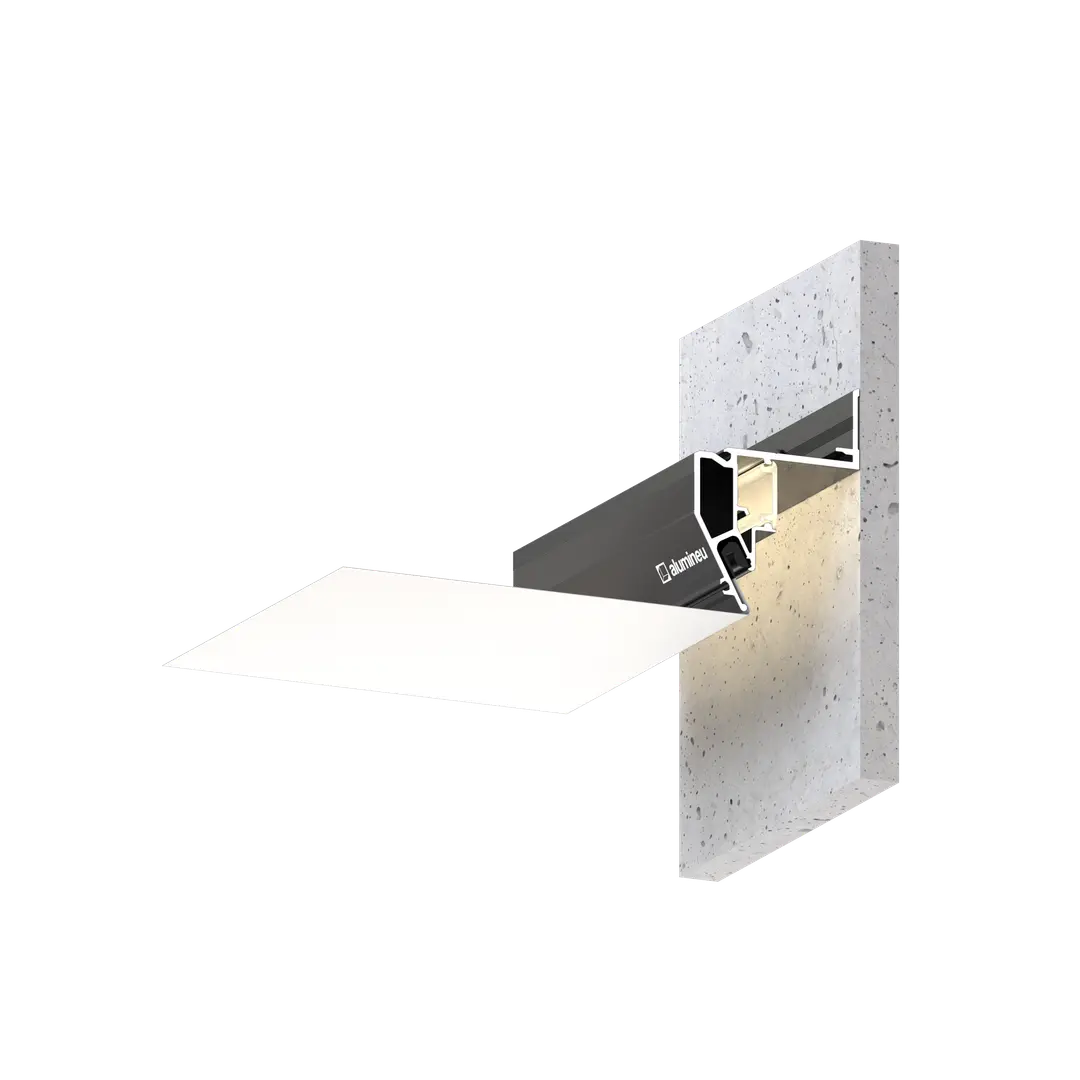Profiel FLOATIA X304, Zwart mat, montage in een spanplafond