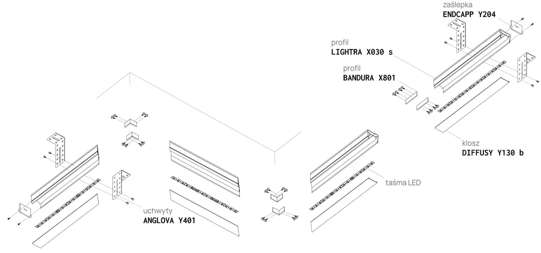 Profil LIGHTRA X030 S — schemă de montaj