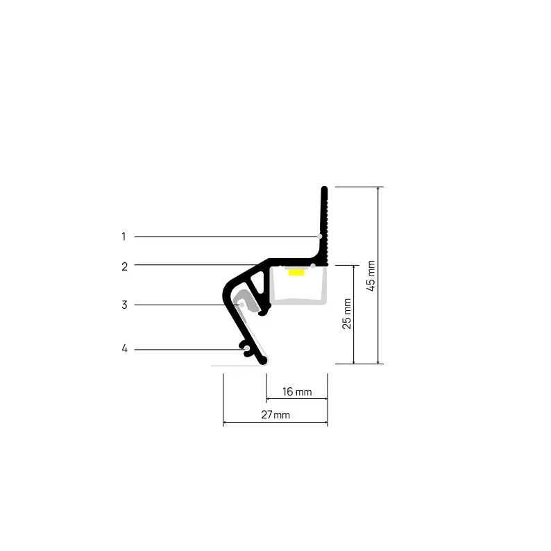 Profiel FLOATIA X302, doorsnede met maatvoering