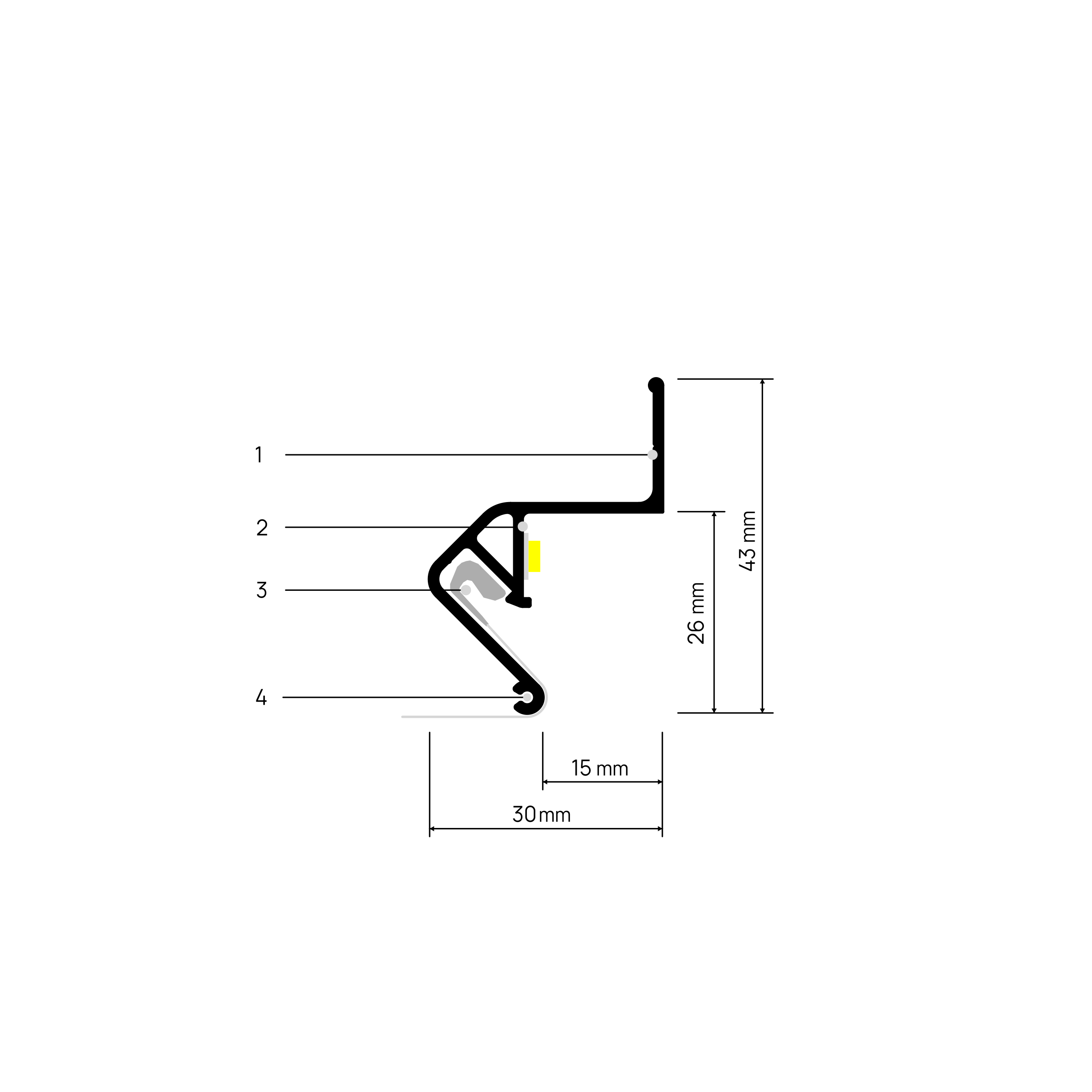 Profil FLOATIA X301, beschriftete Zeichnung