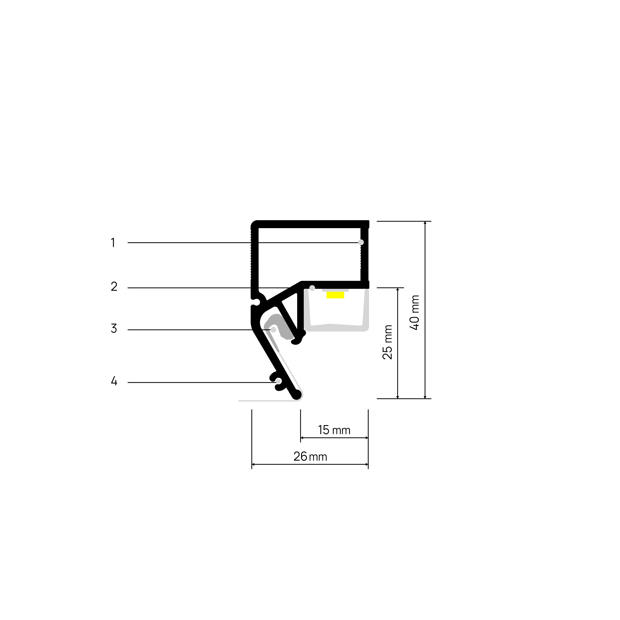 Profil FLOATIA X303, beschriftete Zeichnung