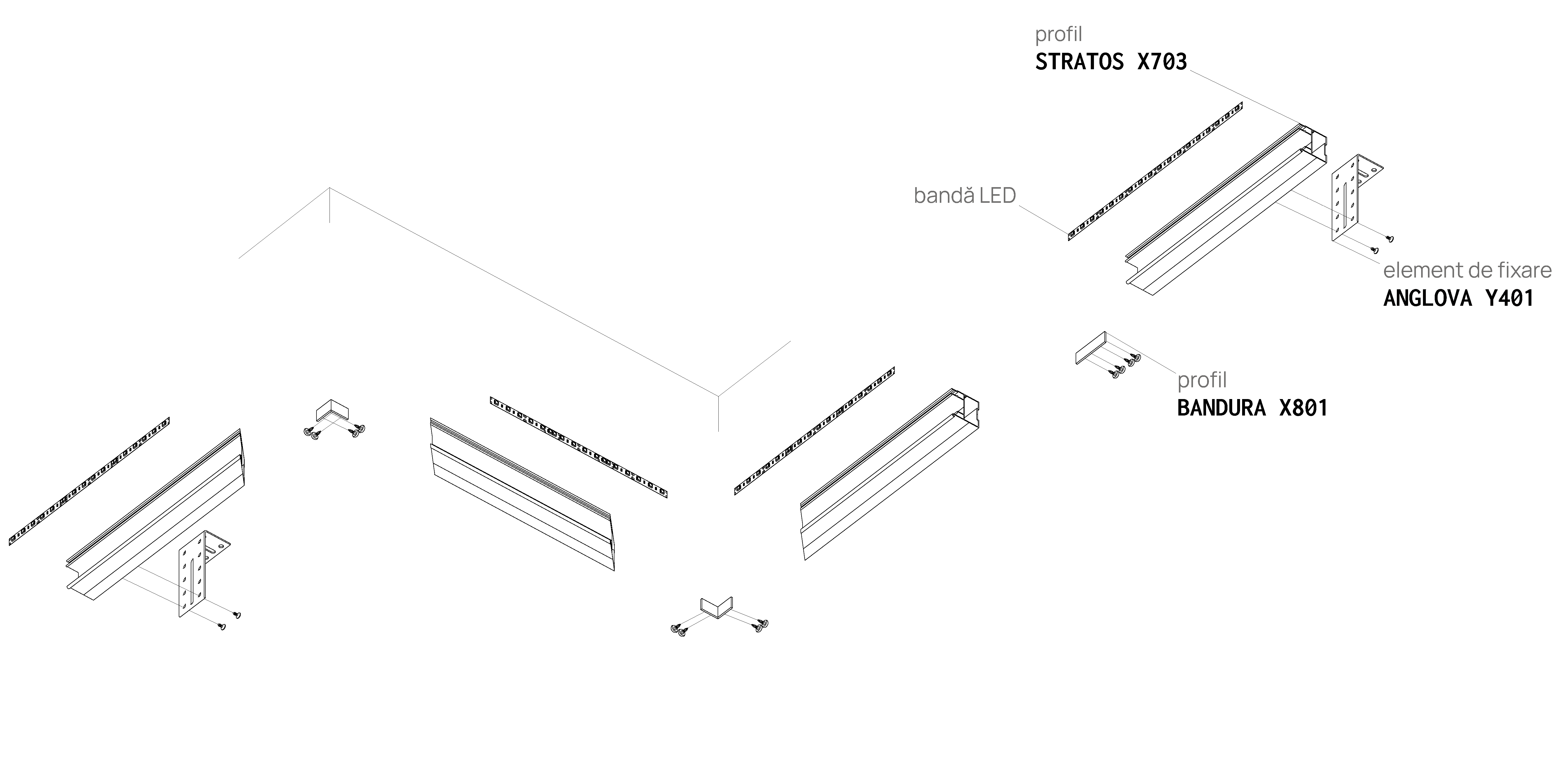 Profil STRATOS X703, schemă de montaj