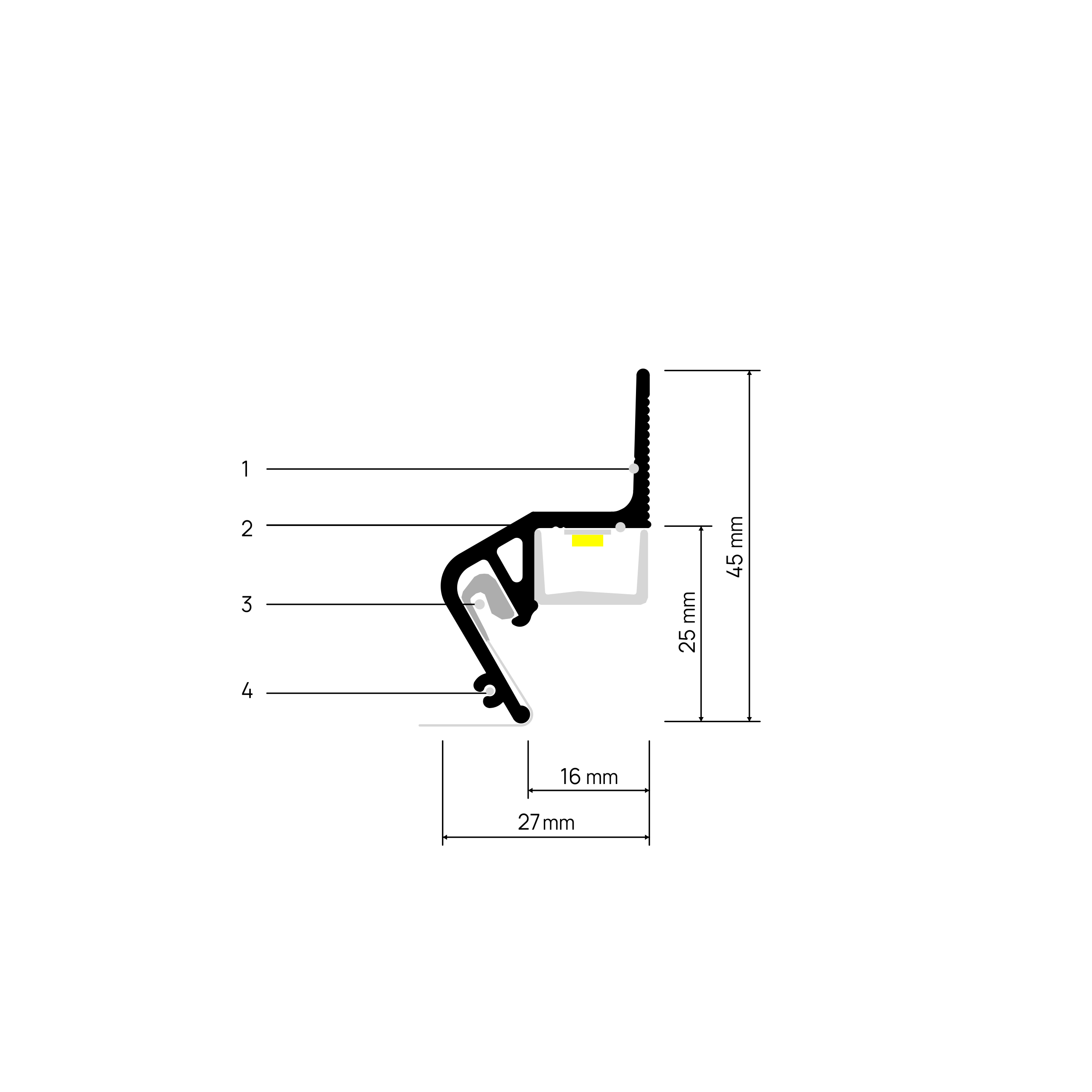 Profil FLOATIA X302, beschriftete Zeichnung