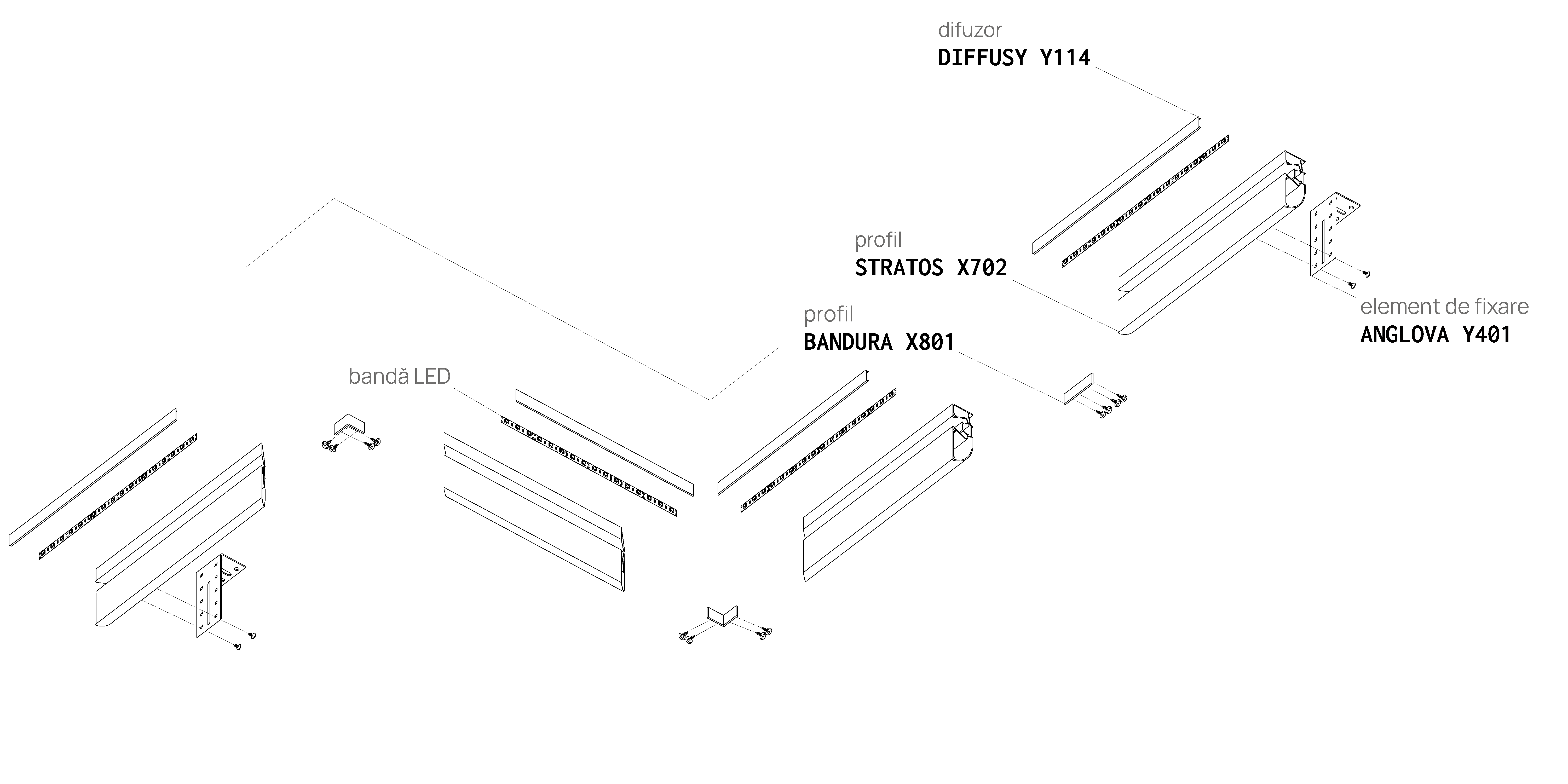 Profil STRATOS X702, schemă de montaj